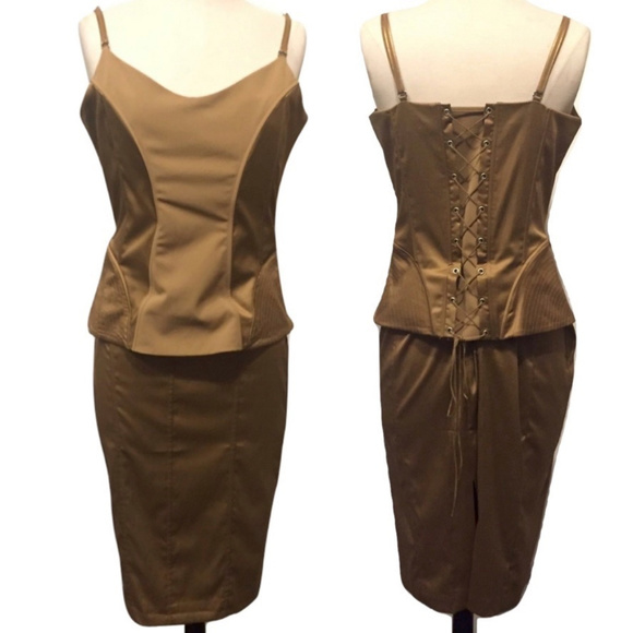 H&M Dresses & Skirts - H&M bronze/gold 2 piece dress, corset, size: 12